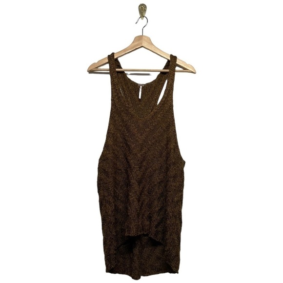 FREE PEOPLE Chevron Sweater Tank Top Brown M - Picture 5 of 11